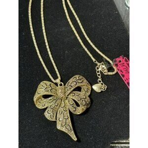 BETSEY Johnson Gold Tone Bow Pendant Necklace